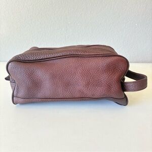 Leatherology Double Zip Men’s Travel Toiletry Bag Brown Leather Shaving Bag